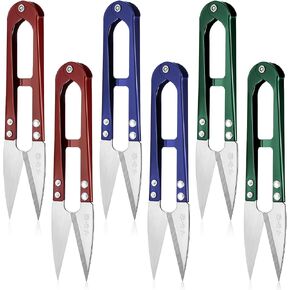 6 PCS Thread Snips Sewing Scissors, Thread Snips for Sewing 4.7 Inch Small Trimming Clippers U Shape Yarn Cutter High-Carbon Steel Sewings Snip Threads Cutter Tools for Fabric Embroidery Cross Stitch