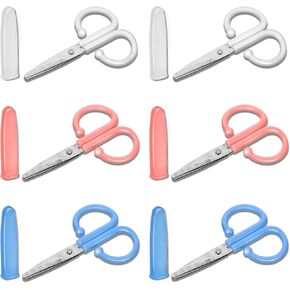 ouligay 6 pcs مقص صغير محمول ، سفر مقص صغير ، مقص صغير كل أغراض ، مقص أمان الأطفال مع حالة وقائية لقطع الورق خياطة الحياكة الحرف اليدوية