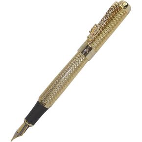 Jinhao 1200 Fountain Pen Golden Dragon Red Crystal Eyes ، Golden