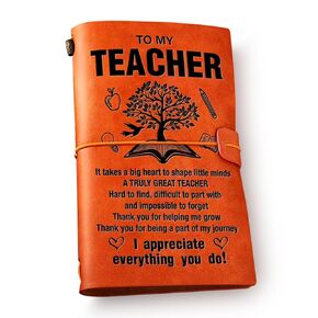 NGAEAK Teacher Gifts Leather Journal Notebook ، شكرًا لك هدايا التقدير لمعلمي عيد ميلاد المعلم يوم التقاعد عيد الميلاد مجلة السفر الجلدية المحفورة