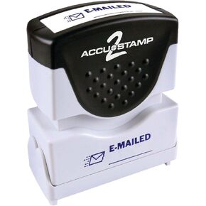 Accu-Stamp2® Shutter One-Color Stamp, "Emailed", 1 5/8" x 1/2" Impression, Blue