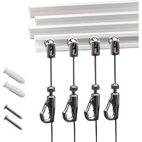 Picture Rail Hanging System- Innovative Art Hanging Rail System Including 4 Pcs 24" Picture Rails, 4 Pcs 2M Picture Rail Hooks & Installation Hardware- Elegant Picture Hanging Kit for Gallery