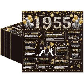 50pcs 70 عيد ميلاد مناديل 70 ديكورات عيد ميلاد للنساء الرجال 70 ديكورات الذكرى السنوية خمر 1955 المناديل القابلة للتصرف الذهب الأسود 6.5 "× 6.5"