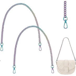 PH PandaHall 2PCS Purse Chain Strap, 23" Rainbow Bag Replacement Chain with Alloy Swivel Clasp for Shoulder Cross Body Sling Handbag Wallet Clutch Comfortable Metal Strap