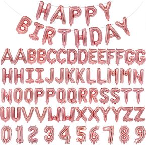 75pcs 16" Happy Birthday Balloon Banner, Gold Balloons Letters, Personalized Mylar Foil Birthday Decorations includes 2 Sets A- Z, 1 set Number 0-9 "HAPPY BIRTHDAY" letters