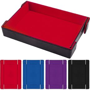 SIQUK 4 Pieces Magnetic Folding Dice Tray Rectangle Dice Rolling Tray PU Leather Dice Trays Foldale Dice Holder Storage Box for D&D RPG Dice Games (Red, Black, Royal Blue, Violet)