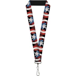 Lanyard Captain America Pop Art Shield Repeat Black