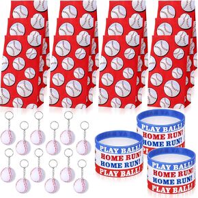 Yaomiao 36 Pitch Party Party Party Favors ، تشمل 12 أكياسًا للبيسبول 12 من سلالات البيسبول الصغيرة 12 أساور سيليكون للبيسبول حقائب هدايا للوجبات الخفيفة للوجبات الخفيفة لتوفيات حفلات الفريق