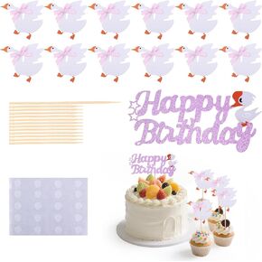 13pcs سخيفة الكعكة الكعكة القبعات ، شقي أوزة كب كيك أعلى الأقطار مضحكة ديكورات عيد ميلاد سعيد لكعكة موضوع حيوان الفتيات الفتيات ودش الطفل لوازم حفلة