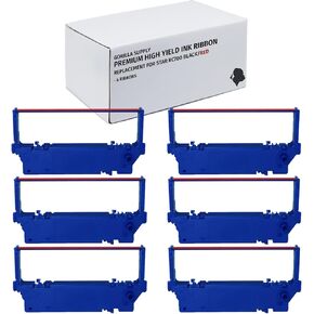 شريط الحبر المتوافق المتوافق مع غوريلا للطابعات إيصال نقاط البيع Star RC700BR SP 700 SP712 SP717 SP742 SP747 ، حزمة فردية مختومة ، أسود/أحمر ، 6 عبوات (أسود/أحمر)