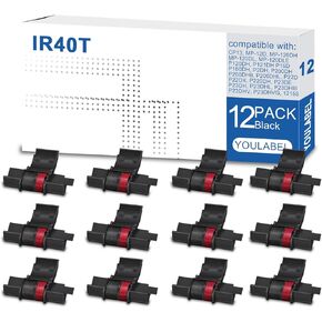 12 Pack IR40T Compatible Ribbon Calculator Ink Roller Replacement for IR-40T CP-13 NR-42 Black & Red CP13 MP-12D for Casio hr-100tm Ink,Sharp EL-1750V, EL-1801V,HR-100TM,HR-170RC Printer(12 Pack)