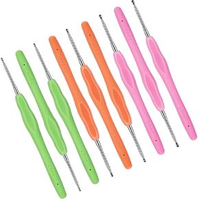 9pcs خطاف الكروشيه المريح ، 2 مم 2.5 مم 3 مم الكروشيه ، إبر كروشيه ، مقبض مطاطي خطاف الكروشيه للأيدي المفاصل ، إبر حياكة لأكياس الأحذية القفازات الجوارب والوشاح (الأخضر ، البرتقالي ، الوردي)