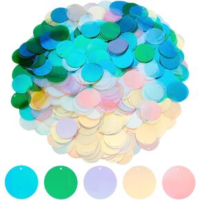 Olycraft 750pcs 5 Colors equins 4mm مسطحة متتالية متكررة كبيرة للحرف اليدوية PVC PVC Paillett