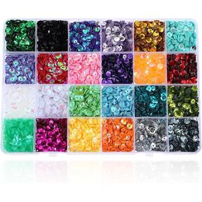 21600pcs الترتر الفضفاضة مع الثقوب 5 ملم بالترتر الأكبر للحرف اليدوية للخياطة الأظافر التطرد مع صندوق التخزين (24 لونًا ، 190 جرامًا)