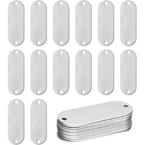 uxcell 24pcs aluminium englaint blanks tags ، metal blant tags ختم البيضاوي مع 2 فتحات الكلب الكبير الفارغ ل DIY علامة رقم pet tag tag ، Black