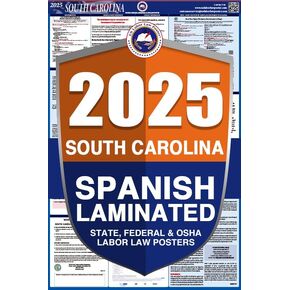 ملصق 2023 South Carolina SC الكل في واحد للامتثال في مكان العمل وقانون العمل (الولاية الفيدرالية وإدارة السلامة والصحة المهنية) ورق عادي باللغة الإنجليزية