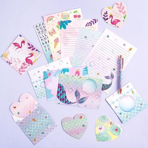 مجموعة قرطاسية Kids 69 PCS Set Settationery Set Paper Critte Set (Flamingo + Mermaid)