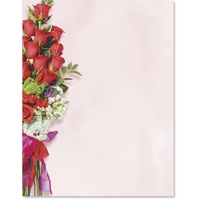 Paperdirect Proper Rose Valentine Spring Holiday Theme Paper Stationery, Border Paper, Letterhead 8.5 x 11, 25 sheets, Elegant Premium Writing Paper, Decorative Printer Paper