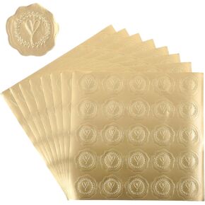 200 PCS GOLD MONGERSED WAX SEAL Looking Heart Envelope Seal ملصقات إحباط ذاتية لذاتي لدعوات حفل زفاف عيد الحب ، شكرًا لك بطاقات المعايدة.