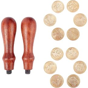 CRASPIRE 14PCS WAX SEAL SEAL SET 10PCS SEAEING WAX Stamps Brass Heads Animal Thief 2PCS WOOD HANDR