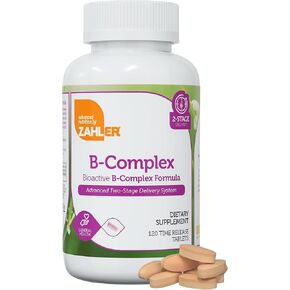Zahler B Complex, Bioactive B-Complex Vitamins with Folate, Advanced Two-Stage delivery System, Certified Kosher, 120 Timed Release Tablets
