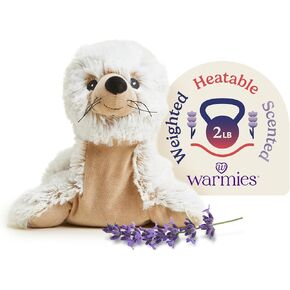 Warmies Microwavable & Weighted Stuffed Animals, Seal - Heated Stuffed Animal Plushie for Warmth & Comfort - Cute Soft Plush Toys for Adults & Children (Boys, Girls, Babies & Toddlers)