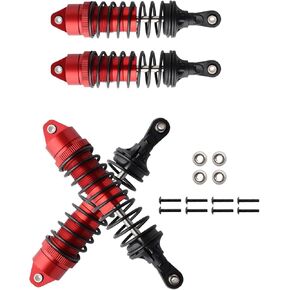 ترقيات صدمات RC لـ 1/10 Slash 4x4 2WD ، Stampede 2WD 4x4 ، Hoss 2WD 4x4 ، Rustler 2WD 4x4 ، Arrcat Aluminium Metal Shocks Absorber ، 4pcs الأمامية الخلفية ، صدمات خلفية أمامية ، استبدال 5862 ، (ترقيات Big Bore) ، Red)