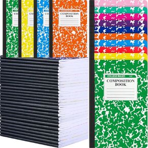 Fainne 50 Pack Composition Notebooks Bulk ، 200 صفحة-100 أوراق غلاف الرخام مجلة A5 College College Notes Books للطلاب لوازم المكاتب المدرسية ، 8.3 "× 5.5"