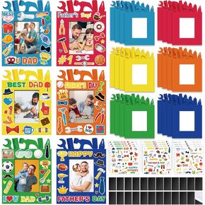 Blosssound 24 حزم الآباء يوم DIY صورة إطار الحرف مع 24 شريط لاصق مغناطيسي 12 ورقة من الملصقات هدايا عيد الأب السعيد للأطفال أنشطة الفصول الدراسية للأطفال لصالح الحفلة