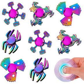 لعبة Metal Fidget Spinner - 8 عبوة لعبة حسية بارد للطفل البالغين للنساء ، وأغاني الأصابع لتخفيف الإجهاد القلق ، وجوائز الفصول الدراسية ، وتخزين الحشوات للفتيان الفتيات البالغ من العمر 8 سنوات ، والفضلات الحفلات