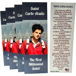 Star Carlo Acutis Borkmark Holy Card Card حديثًا قديس قديس صلاة الإنترنت من 5 ، الولايات المتحدة الأمريكية