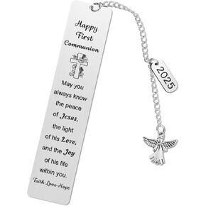 First Communion Bookmark,Tumwisk First Communion Gifts for Girls Angel Chain Bible Book Mark Christians Easter Bookmarks for Kids, Bookmarks for Women Inspirational Teenage Confirmation Baptism Gifts
