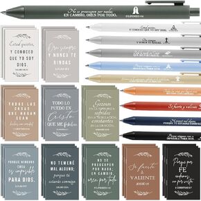 Fuutreo 30 يضع الهدايا المسيحية الإسبانية Regalos Cristianos en Español Bible Bible Bible Asboor and Pens Inspirational Homports for Women Mother Day Church First Communion Sunday (Contral Colors)