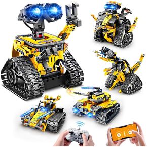 Hogokids Robot Building Toys for Kids - 5 in 1 Remote and App Building Set | RC Wall/Engineer Robot/Mech Dinosaur STEAL Toys for Boys Girls Egne 6 7 8 9 10 11 12+ alle