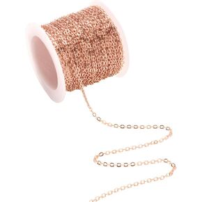 1 Roll 16.4Ft Real Gold Filled 2mm O Shape Cable Link Chain for Necklace Earrings Bracelets Jewelry Making Art Craft (Rose Gold)