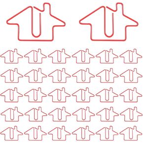 100 PCS House Paper Paper Clips Lagmarks Asset Estate Agent Gifts Paper Clips House Paper Clip for Office ، Home ، Homes for Real Estate و Realtors (Red)