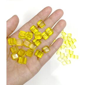 200pcs 8mm/0.3 "أكريليك سوبر صغير صريح واضحة العد العد علامات مكعبات متعددة الألوان D6 فارغ فارغ لألعاب الطاولة والتعليم (أصفر)