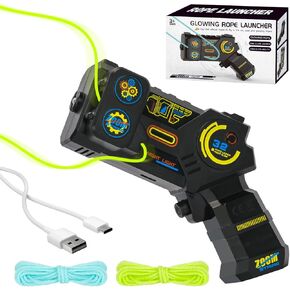 Novelty Rope Shooter Glow في Dark String Launcher Toy Toy للبالغين هدية الحفلات في الهواء الطلق (أسود)