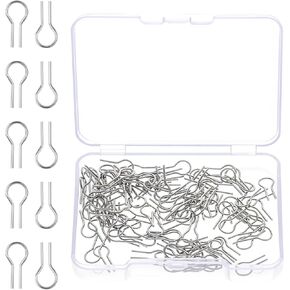 100 Pieces High Temperature Nichrome Wire Jump Rings R Shaped Hanging Burning Needle with 1 Plastic Storage Box Nichrome for Ceramic Ornaments Glass Projects Porcelain Stoneware and Fusing in Glass
