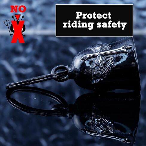 motorcycle for bells - motorcycle angel bell for men women,Bell Biker Accessory,Guard riding safety (eagle) (I need you) (cross black) in Kuwait