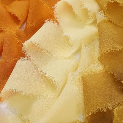 3-roll 1.5in x 3.5Yd Chiffon Ribbons Soft Handmade Fringe Frayed Edged Bridal Bouquets Wedding Invitation Decor(Yellow) in Saudi Arabia