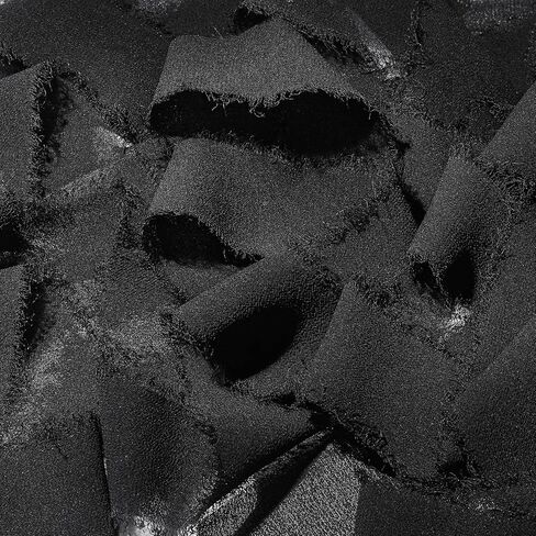 3-roll 1.5in x 3.5Yd Chiffon Ribbons Soft Handmade Fringe Frayed Edged Bridal Bouquets Wedding Invitation Decor(Yellow) in Kuwait