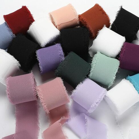 3-roll 1.5in x 3.5Yd Chiffon Ribbons Soft Handmade Fringe Frayed Edged Bridal Bouquets Wedding Invitation Decor(Yellow) in Kuwait