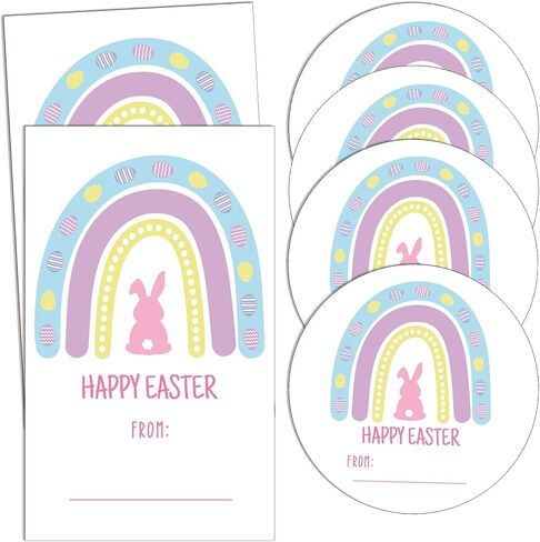 Happy Easter Stickers for Kids, Easter Bunny Sticker Labels, Bunny Labels Tags, for Cards Gift Boxes Envelopes Bags, Party Supplies - 2 Shapes 20 Sheets Each - b04 in Saudi Arabia