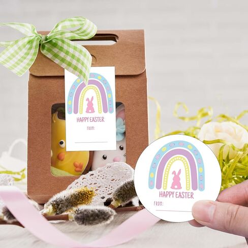 Happy Easter Stickers for Kids, Easter Bunny Sticker Labels, Bunny Labels Tags, for Cards Gift Boxes Envelopes Bags, Party Supplies - 2 Shapes 20 Sheets Each - b04 in Saudi Arabia