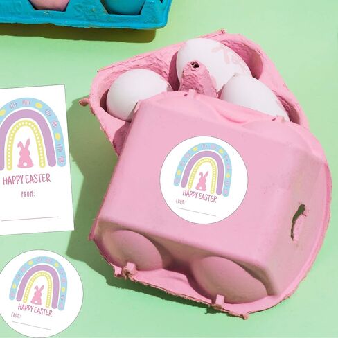 Happy Easter Stickers for Kids, Easter Bunny Sticker Labels, Bunny Labels Tags, for Cards Gift Boxes Envelopes Bags, Party Supplies - 2 Shapes 20 Sheets Each - b04 in Saudi Arabia