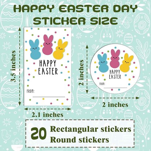 ملصقات عيد الفصح السعيدة للأطفال ، ملصقات ملصقات أرنب عيد الفصح ، علامات أرنب العلامات ، لأكياس صناديق الهدايا للبطاقات ، مستلزمات الحفلات - 2 شكل 20 ورقة لكل منهما - B04 in Kuwait