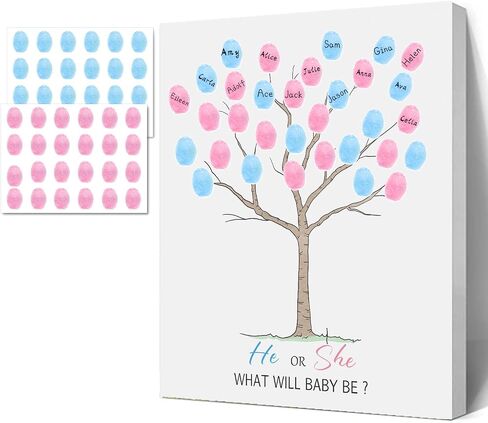 Sirjiera Baby Photeprint Book ، Baby Gender تكشف عن شجرة بصمة الأصابع ، جنس الطفل تكشف عن زينة الحفلات ، أفكار لعبة استحمام الطفل ، استحمام الطفل للأمهات الحوامل in Kuwait