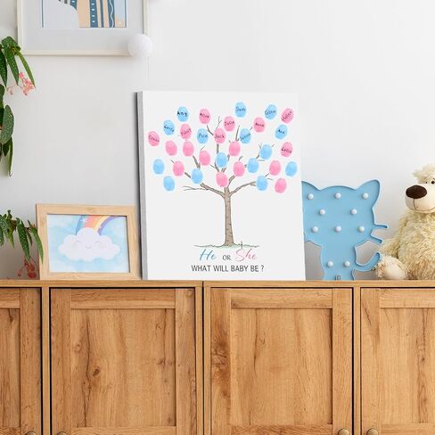 Sirjiera Baby Photeprint Book ، Baby Gender تكشف عن شجرة بصمة الأصابع ، جنس الطفل تكشف عن زينة الحفلات ، أفكار لعبة استحمام الطفل ، استحمام الطفل للأمهات الحوامل in Kuwait