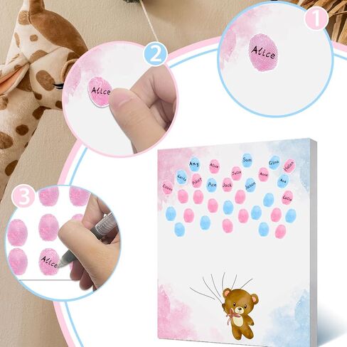 Sirjiera Baby Photeprint Book ، Baby Gender تكشف عن شجرة بصمة الأصابع ، جنس الطفل تكشف عن زينة الحفلات ، أفكار لعبة استحمام الطفل ، استحمام الطفل للأمهات الحوامل in Kuwait